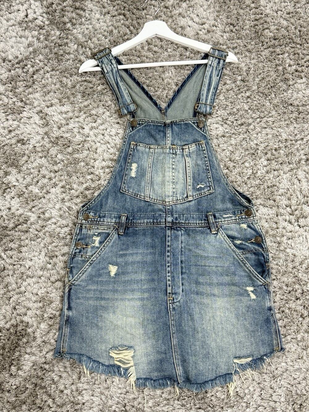 Free People We The Free Women’s Baxter Denim Dress Overall Jumper Grunge Size S